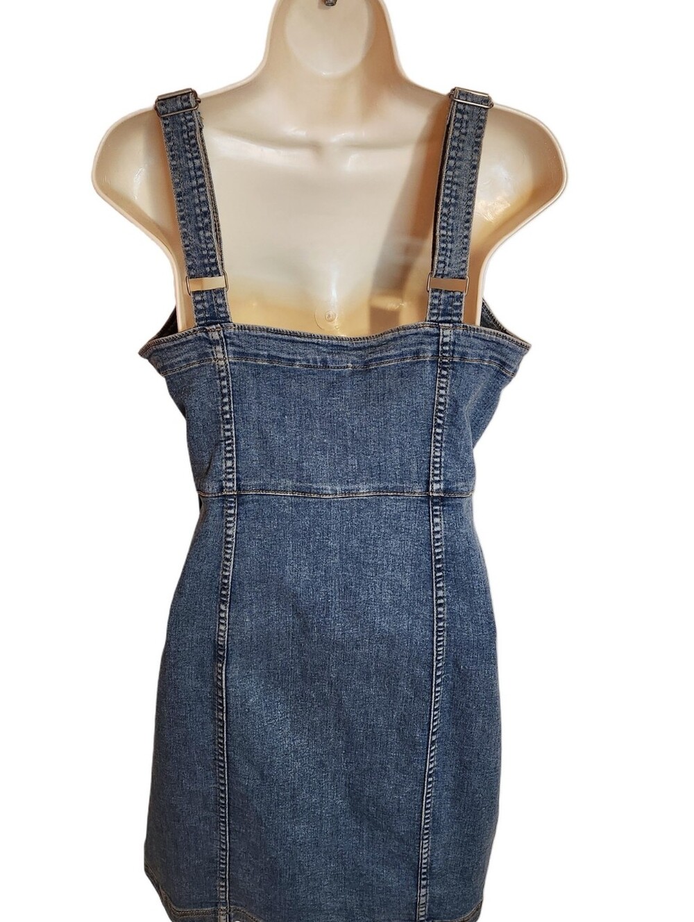 H&M Divided Denim Jumper Pinafore Dress Medium - Picture 6 of 10